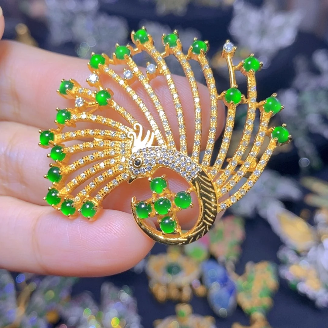 翡翠银S925镶嵌颈饰天然翡翠