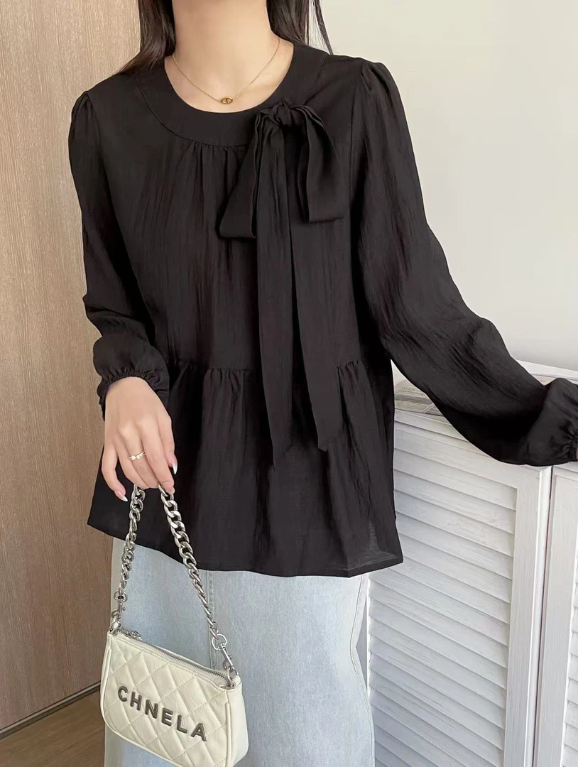 新疆包邮“逸韵结衫”0376#衣长59 简约纯色小衫