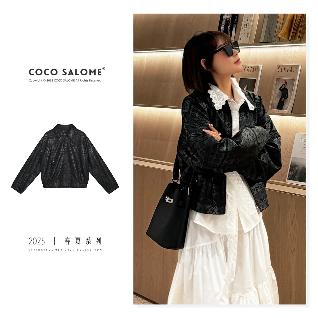 COCO SALOME⑥【镂空皮衣】2025早春镂空绣花设计百搭皮衣1021