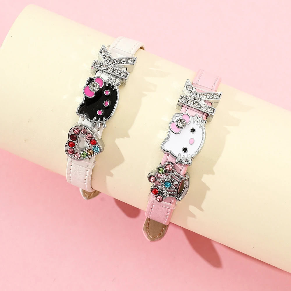 锌合金合成锆石手链 甜美可爱猫手链新款动漫卡通三丽鸥手串自由