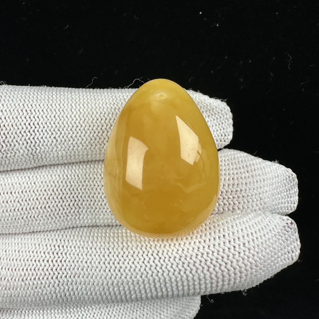 D2518天然原矿蜜蜡 微花粉水滴牌 23*32*14mm抖音基地质检发货