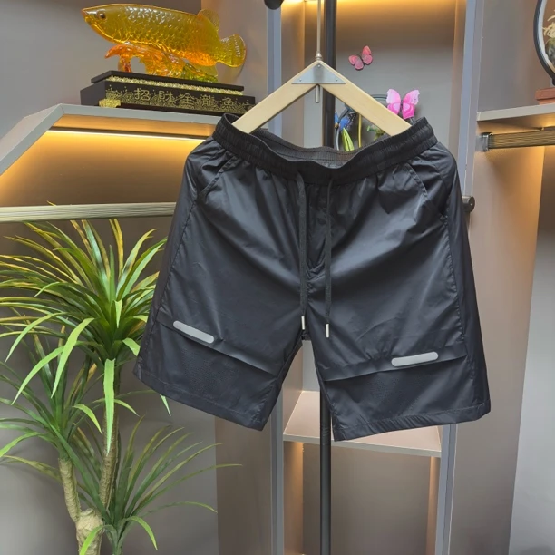 夏季男士短裤直筒裤裤子休闲速干中腰沙滩透气黑色