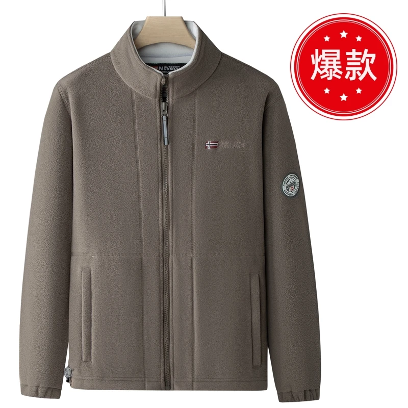 挪威户外套男士加绒加厚摇粒绒抓绒衣双面绒抗寒春秋冬款休闲宽松