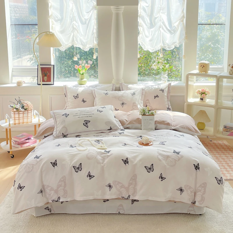 铭博爆款100%全棉吊边一字绣工艺款13070印花全棉四件