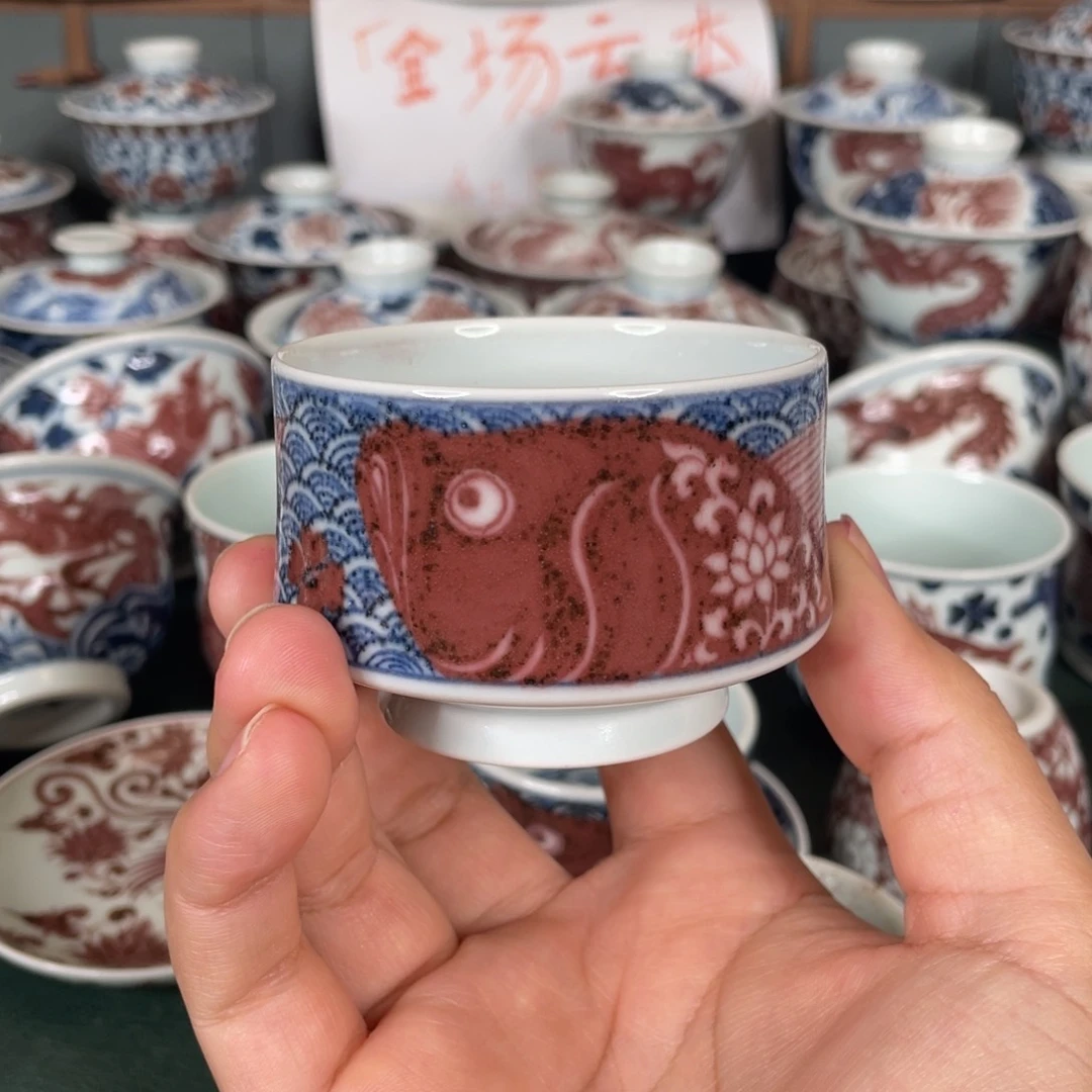 瓷片大****行空谷元坊原矿釉里红纯手工手绘