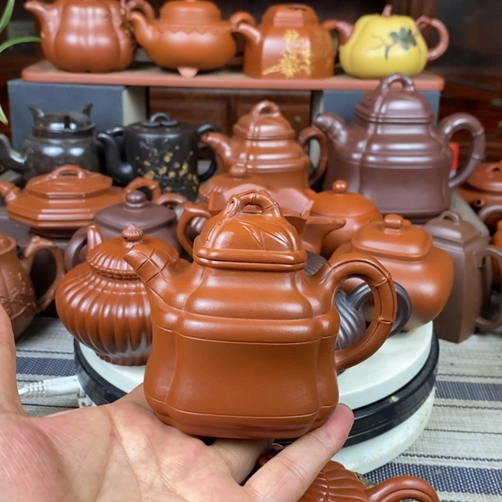 茶壶紫砂竹鼎200-260-350cc原矿赵庄朱泥特价