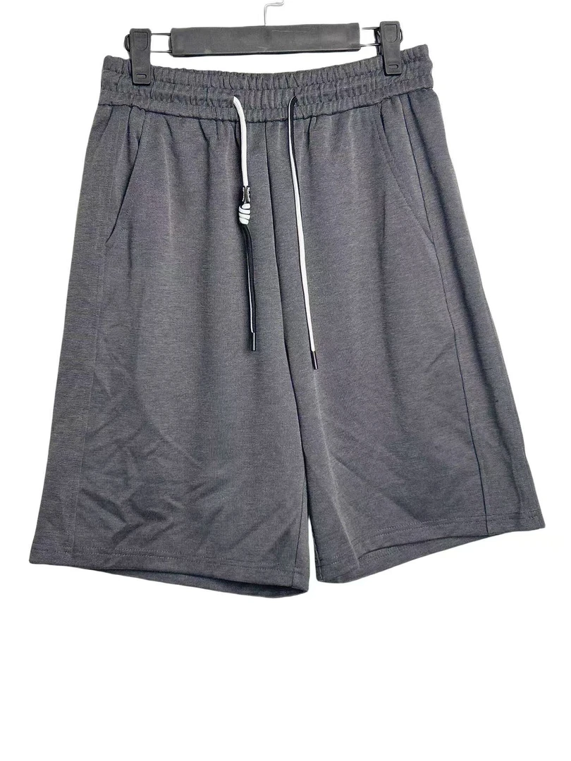 A027简约夏季纯色宽松休闲裤男短裤抽绳