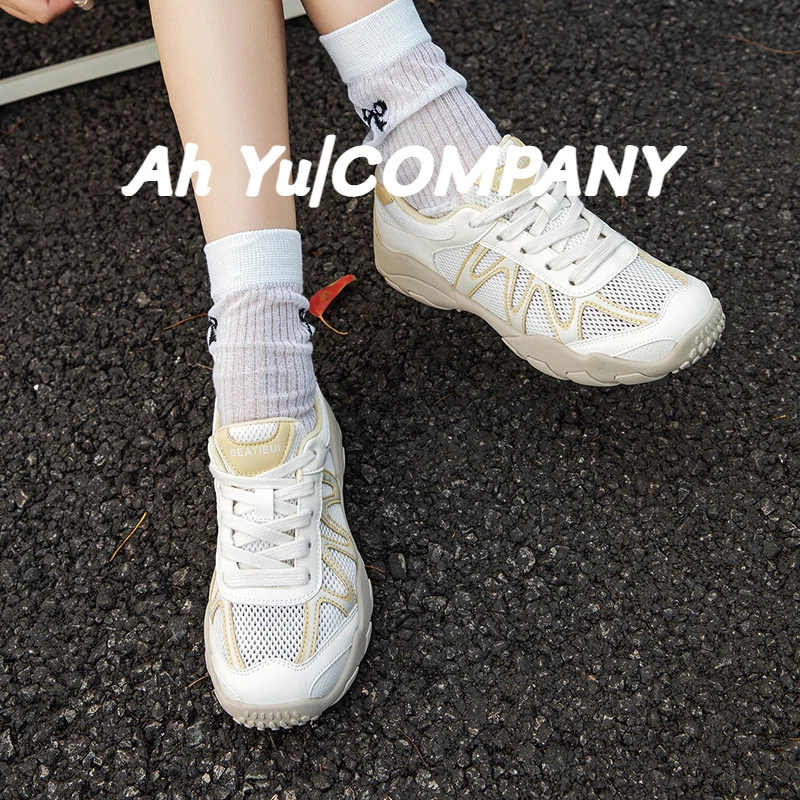 网面厚底德训鞋女2025夏季新款网红爆款百搭显脚小舒适阿甘休闲鞋