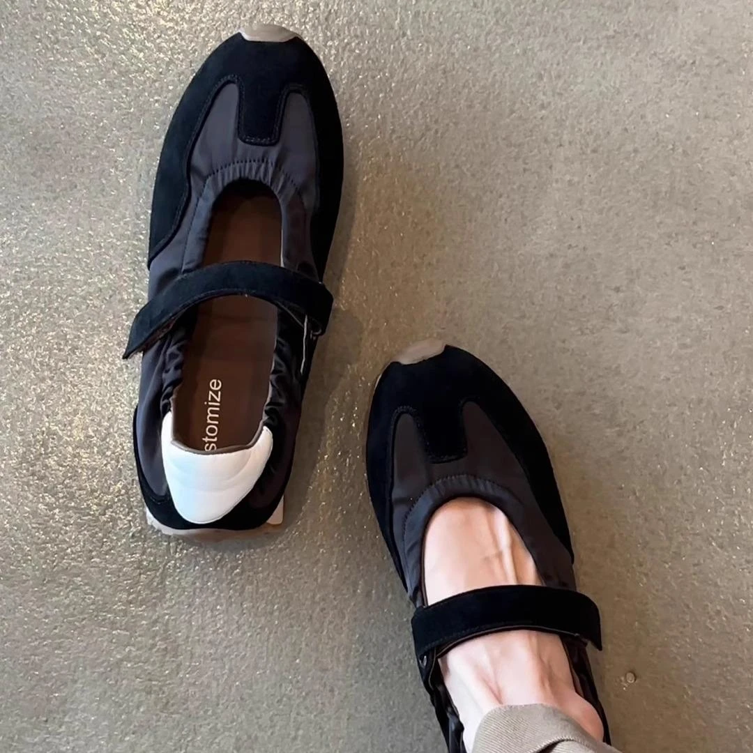 羊皮版！新款小众德训阿甘鞋子芭蕾魔术贴运动厚底玛丽珍鞋女