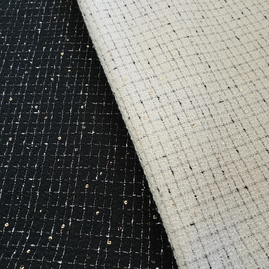 新款亮片小香风编织呢工艺面料柔软垂感好套裙马甲裙面料小香风