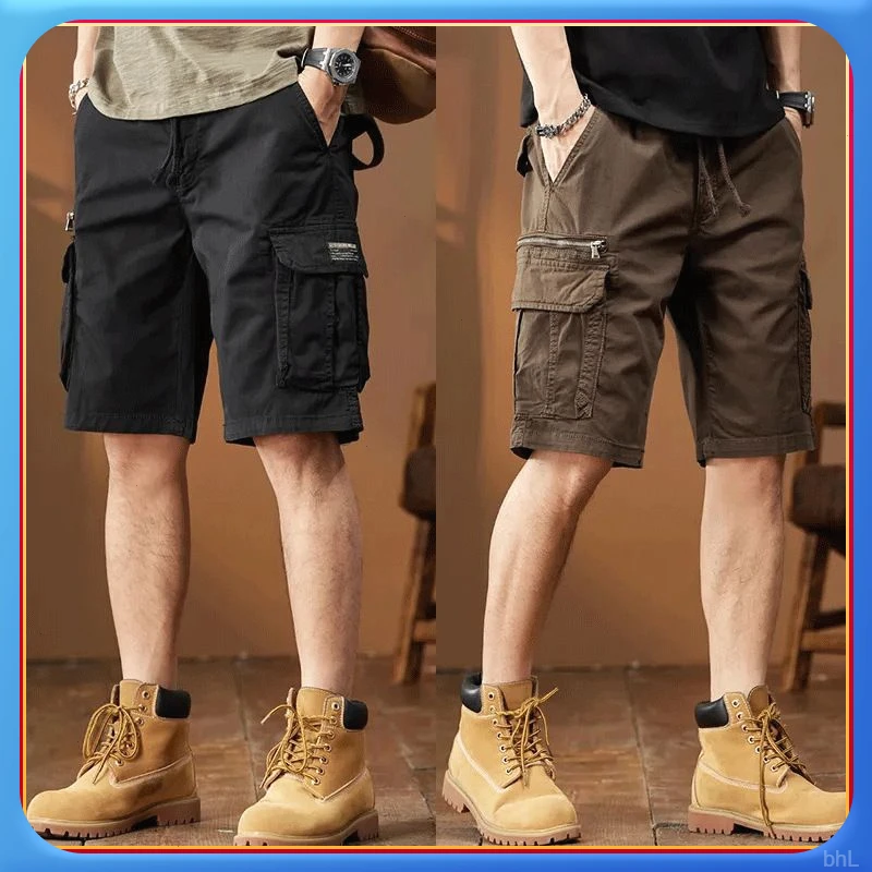 美式重磅2025休闲中裤复古工装短裤男士新款夏季薄款宽松五分裤子