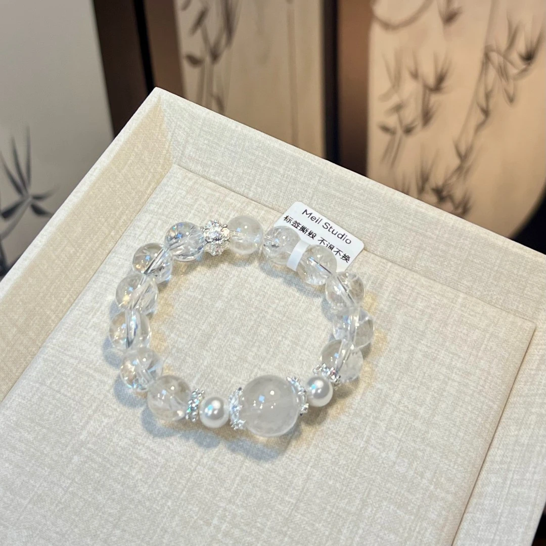 「元来直播间」4621 闪片白阿塞11mm＋奶白晶顶珠15mm 多样性发其一