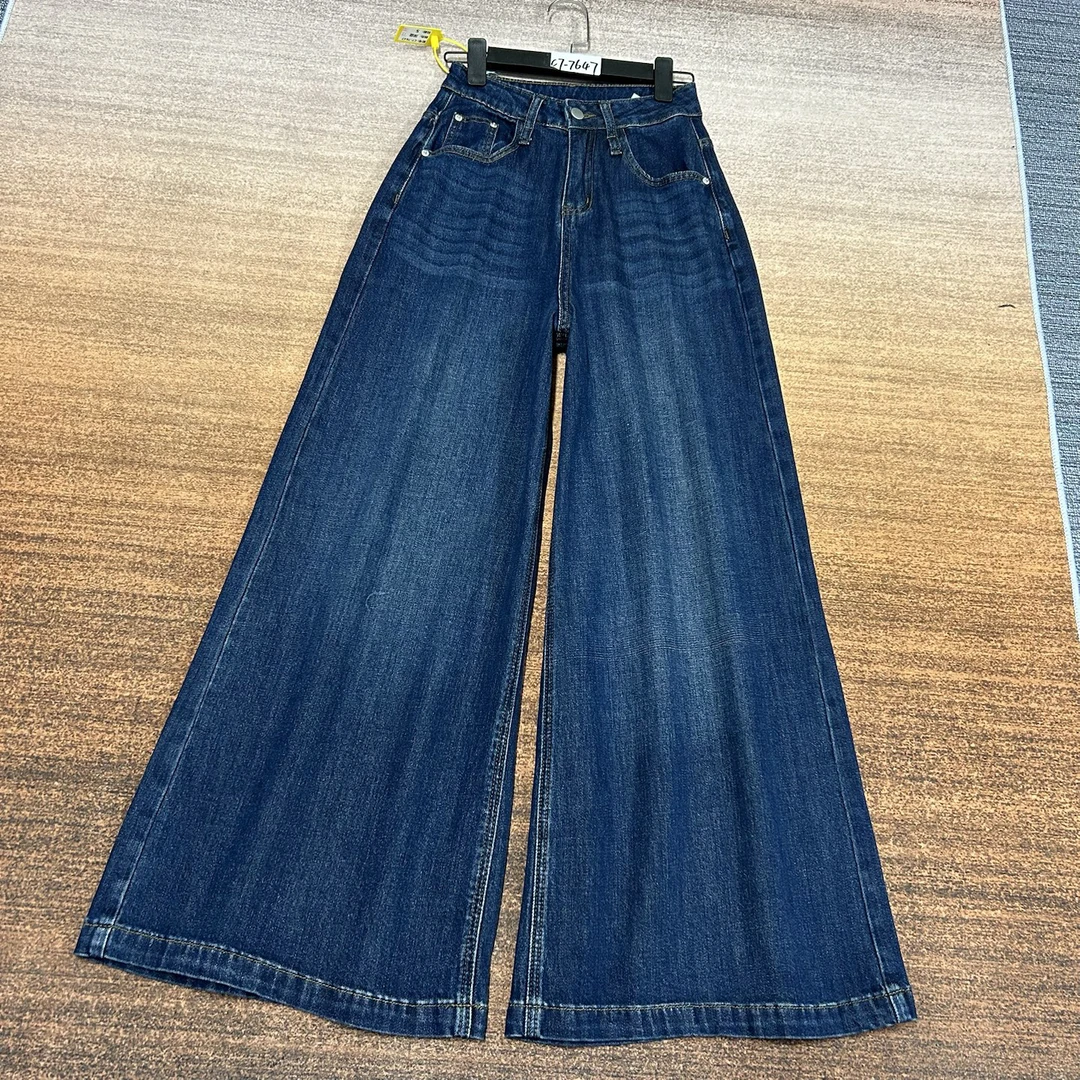 C7-7647 高品质 新款 深蓝美式超拉风大阔腿裤裙 高弹（不换退）