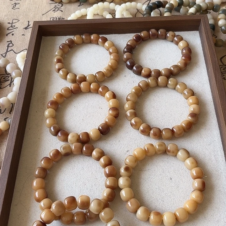 手串菩提根/象牙果卡13油膏虎皮桶珠水磨微瑕