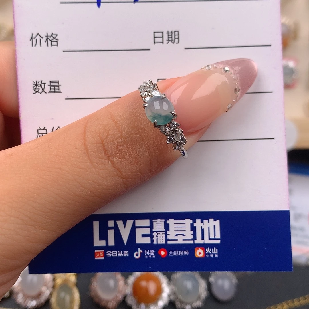 翡翠戒指银S925镶嵌3333