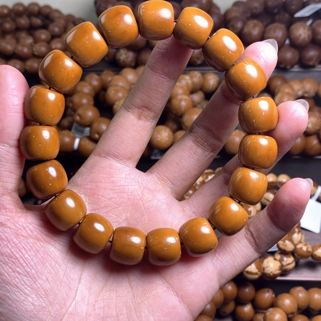 紫金鼠手串14黄金甲老型桶珠