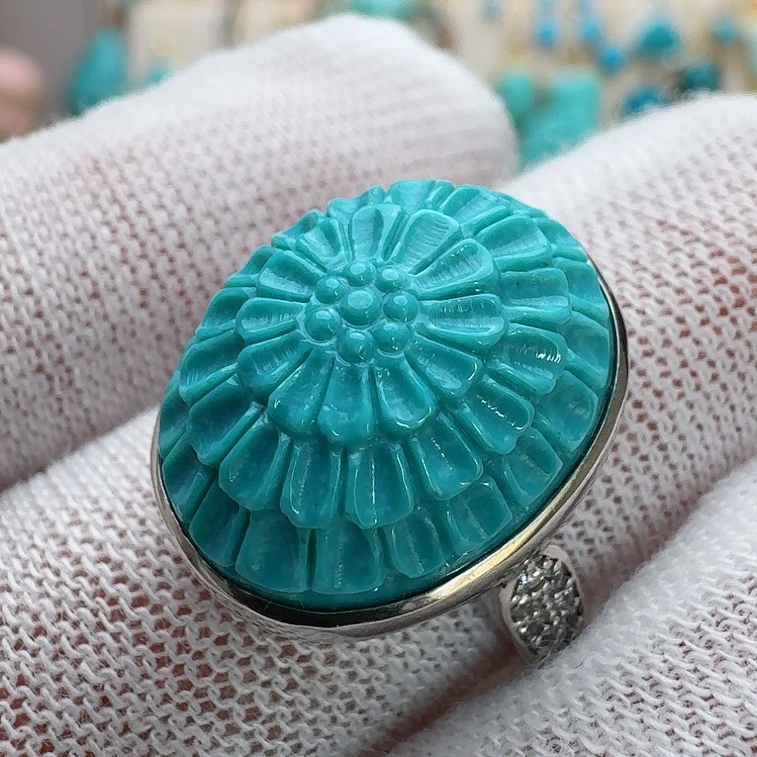 绿松石珠宝奇石银S925镶嵌