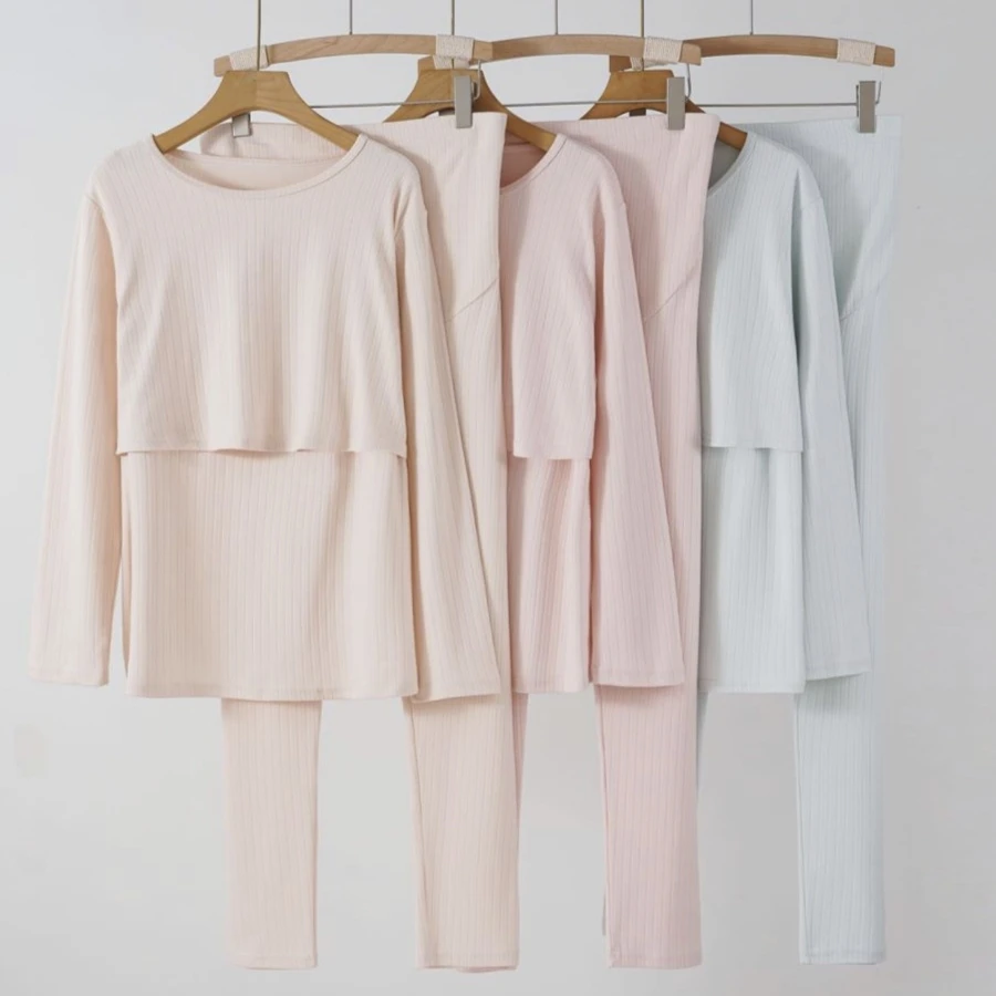 秋冬孕妇秋衣秋裤套装产后保暖内衣月子服哺乳睡衣加厚纯棉横开68