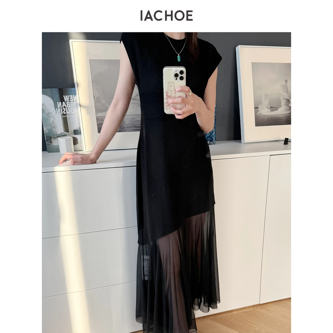 IACHOE【仙女裙】下摆微透连衣裙3631516008