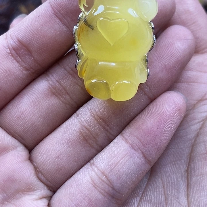 琥珀银S925镶嵌戒指戒指