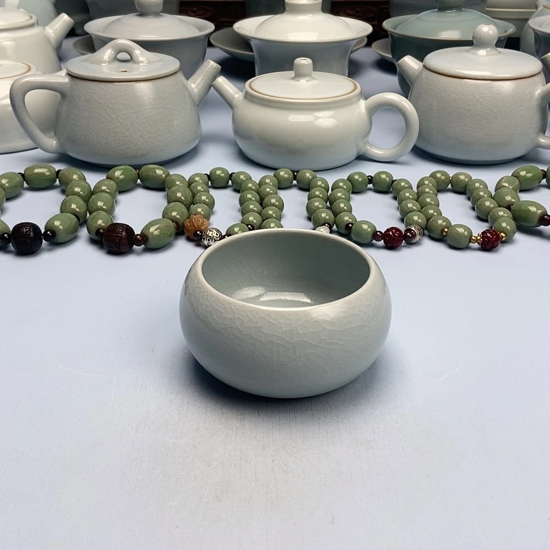杯仿古月白禅定杯原矿原釉原产地