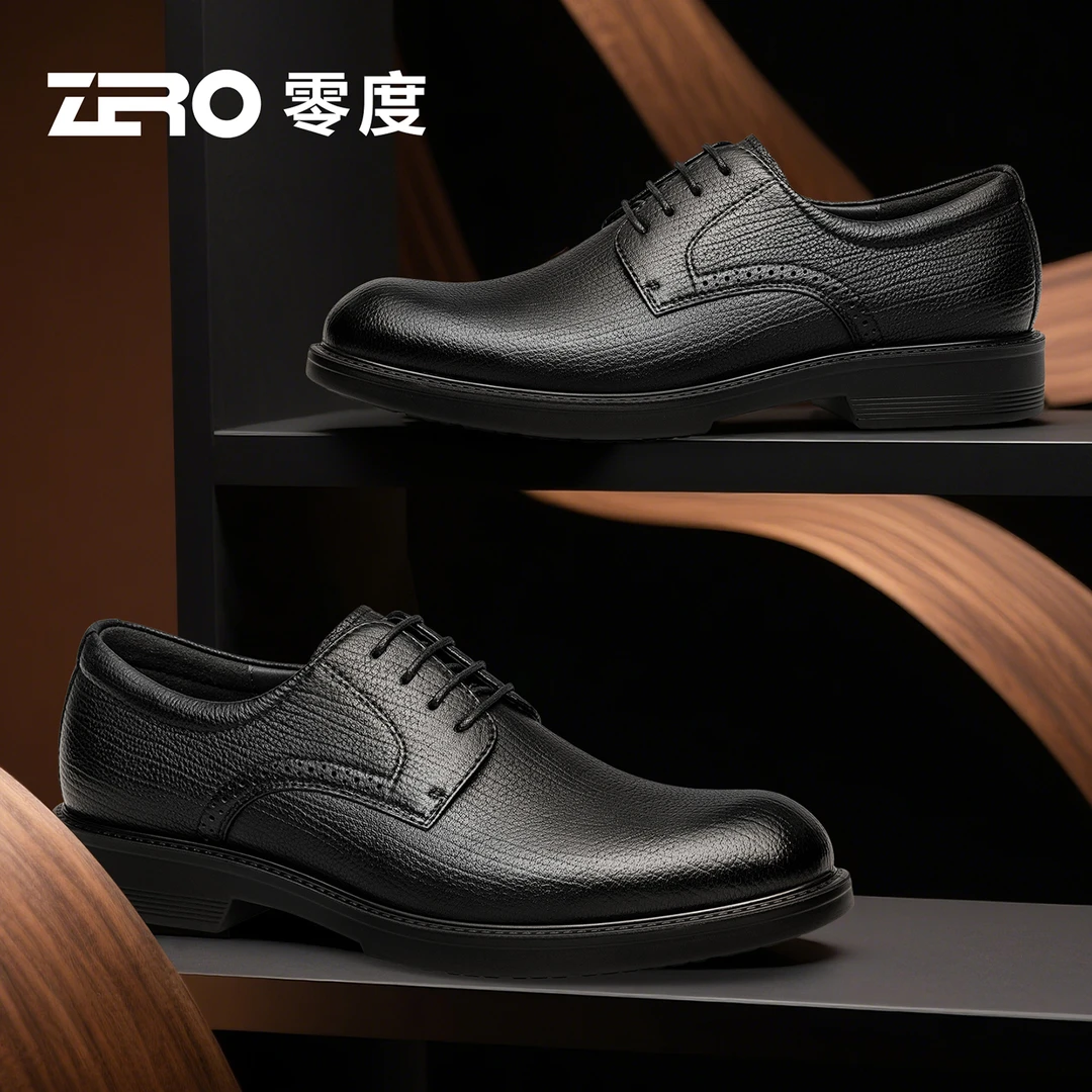「墨痕」ZRO零度男鞋头层羊皮正装商务休闲鞋轻软舒适德比鞋男婚鞋