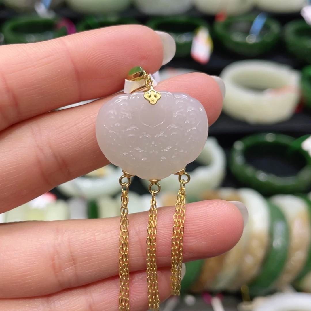 吊坠(不含链)银S925镶嵌和田玉