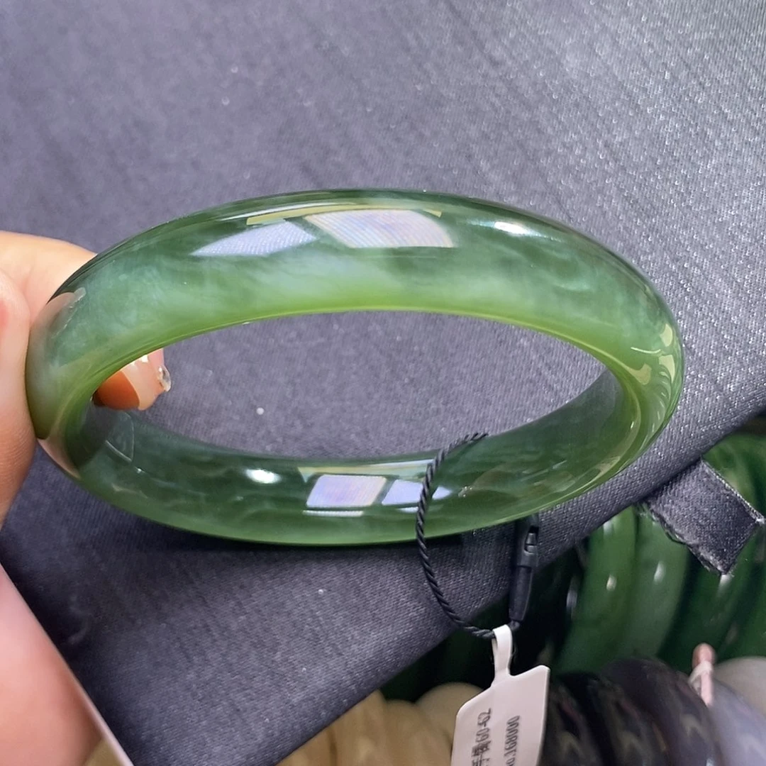 和田玉未镶嵌颈饰碧玉猫眼老矿料冰底手镯61圈