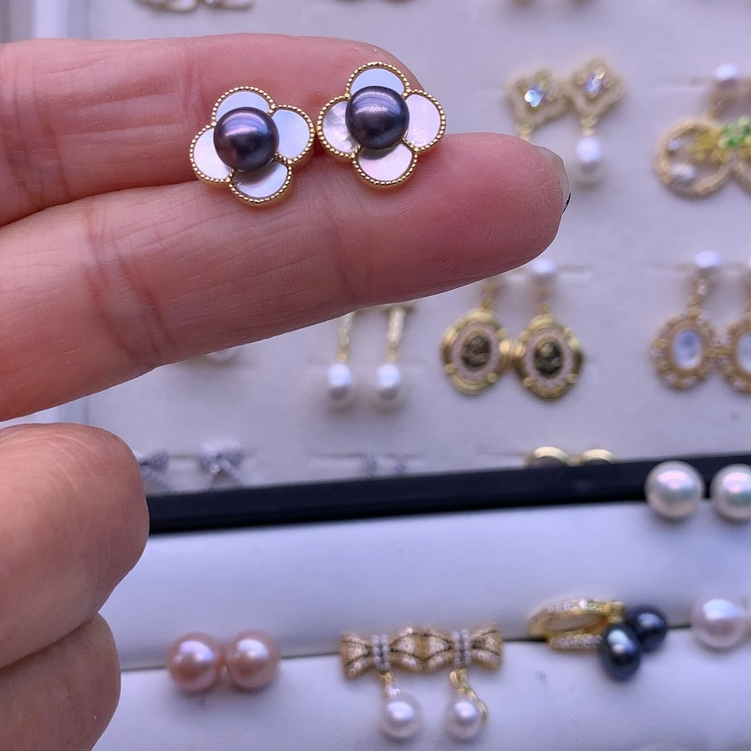 淡水珍珠耳饰合金