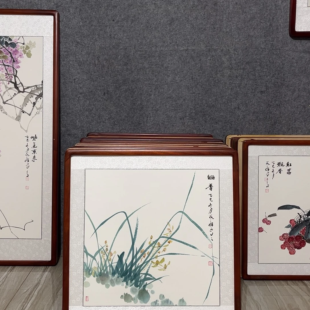 国画书画作品带框63×63