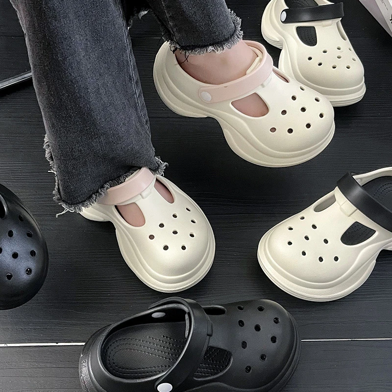 老爹洞洞鞋2025新款女款外穿时尚潮流穿搭拖鞋防滑百搭包头鞋