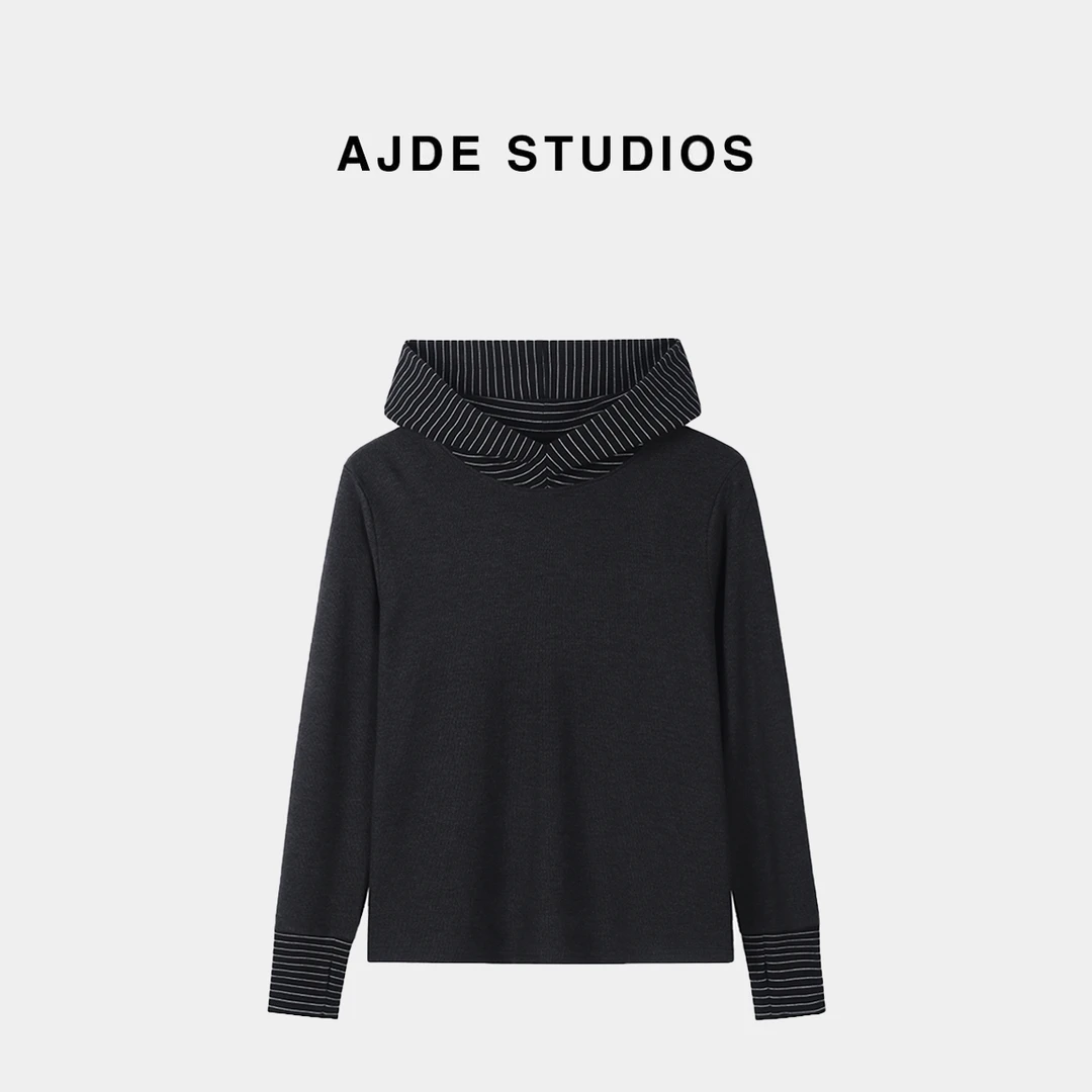 AJDE｜柔弹条纹拼接连帽衫01秋冬穿搭