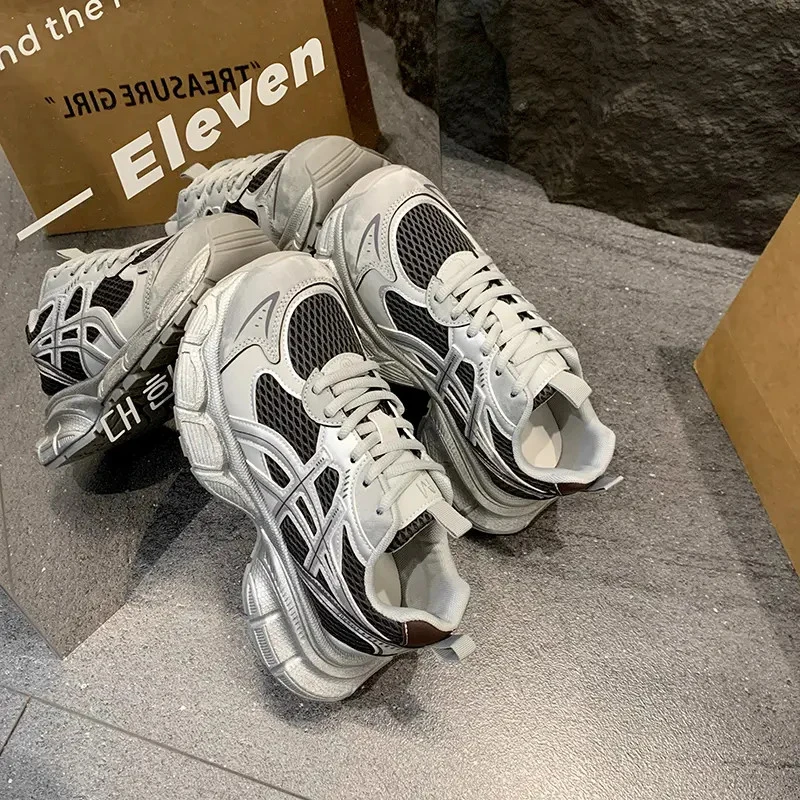 厚底老爹鞋女款2025新款秋季爆款网面透气休闲鞋百搭轻便运动鞋子