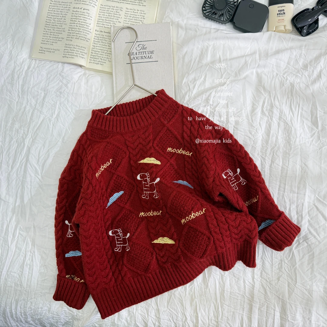 00小马家秋冬款儿童针织条纹翻领毛衣S-7268穿搭毛衣外套