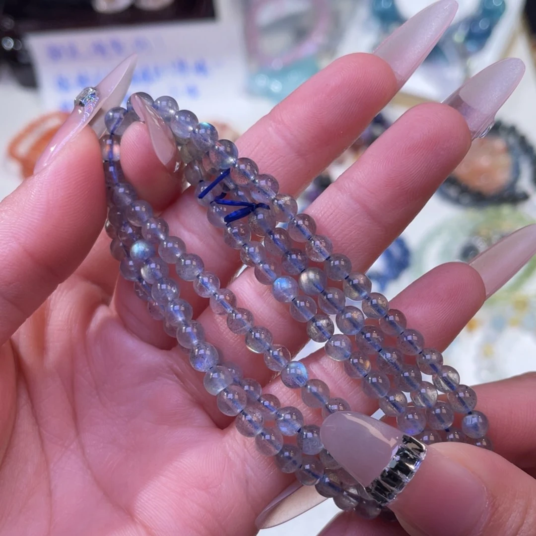 未镶嵌手链水晶强光灰月三圈4+