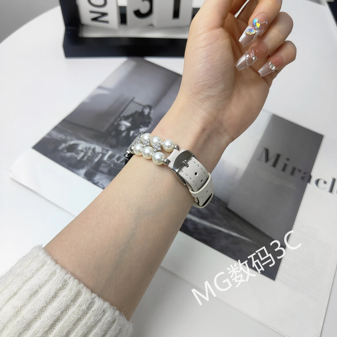 适用于华为GT5小香珍珠皮表带watch替换表带女GT4高级感