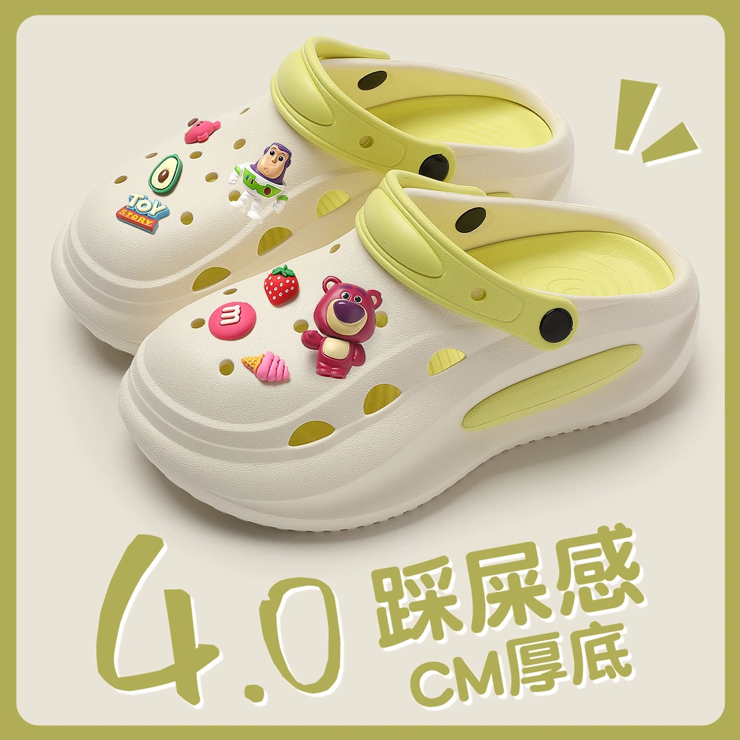 猫力草莓熊厚底洞洞鞋女款外穿2025新款夏季沙滩情侣包头防滑凉拖