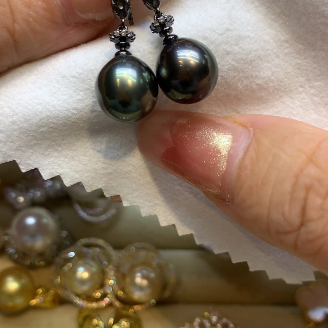 银S925镶嵌耳饰海水珍珠