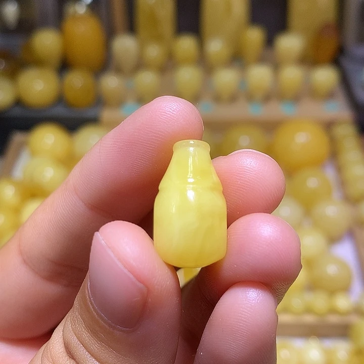 蜜蜡未镶嵌裸石天然原矿黄白花蜜蜡三通11
