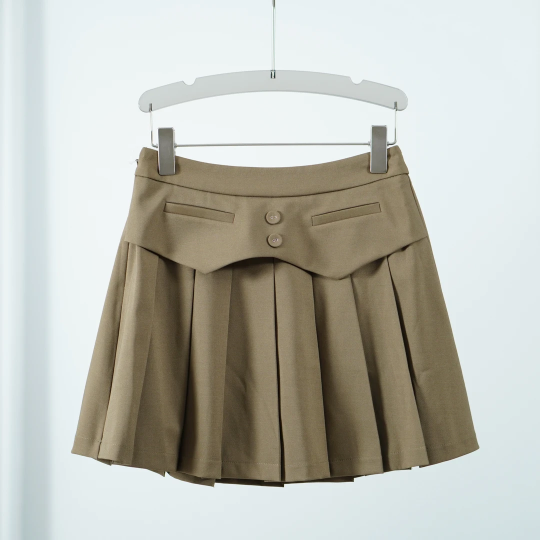 【三C・伊】HD468-2 女装百搭百褶短裙卡其Y22320104Q20