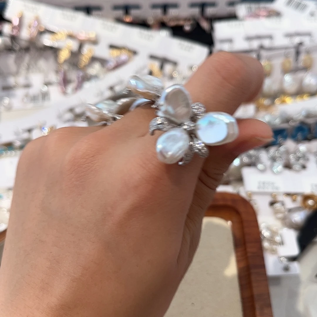 合金淡水珍珠耳饰