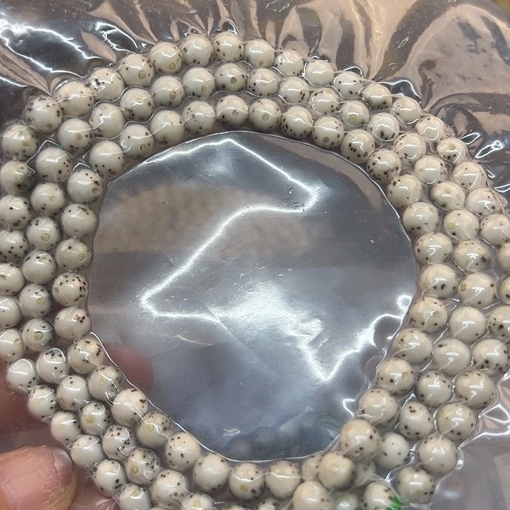 星月菩提手串海南原生态7圆龙蛋骨瓷白