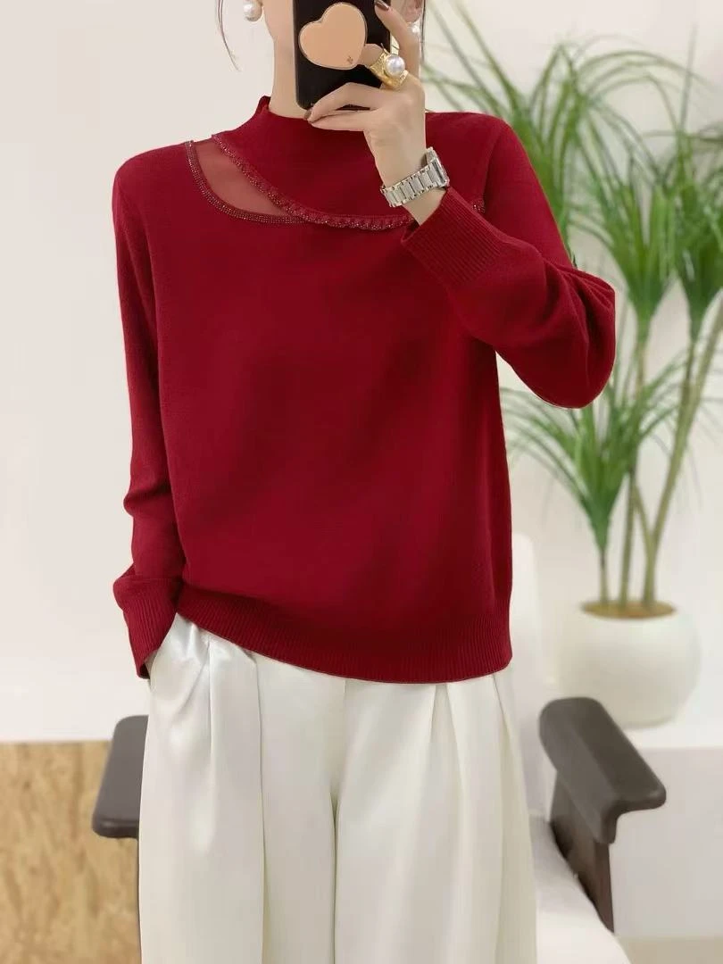 短款针织毛针织衫休闲风春季法式长袖女纯色加厚