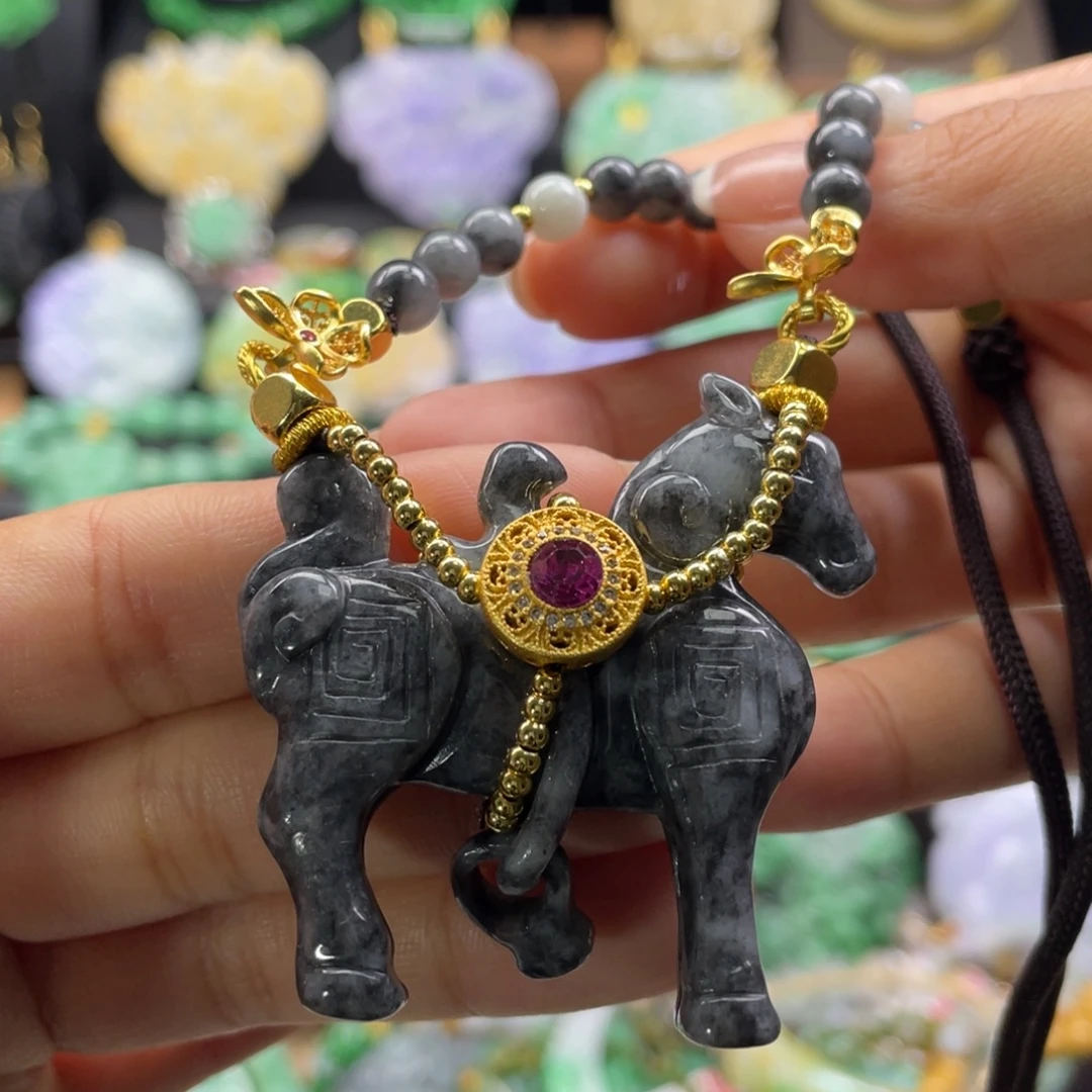 翡翠未镶嵌颈饰代编织