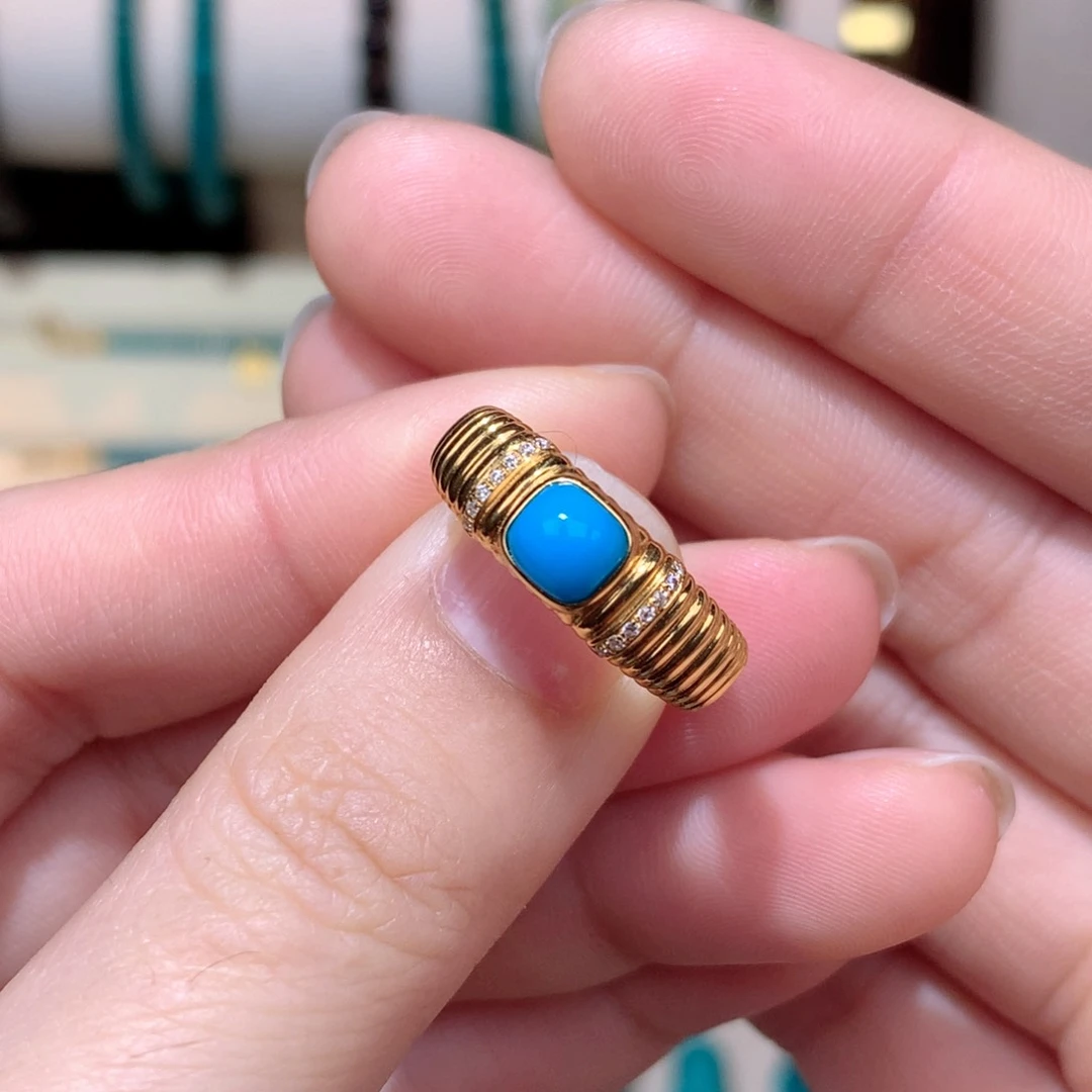 绿松石珠宝奇石18K金镶嵌