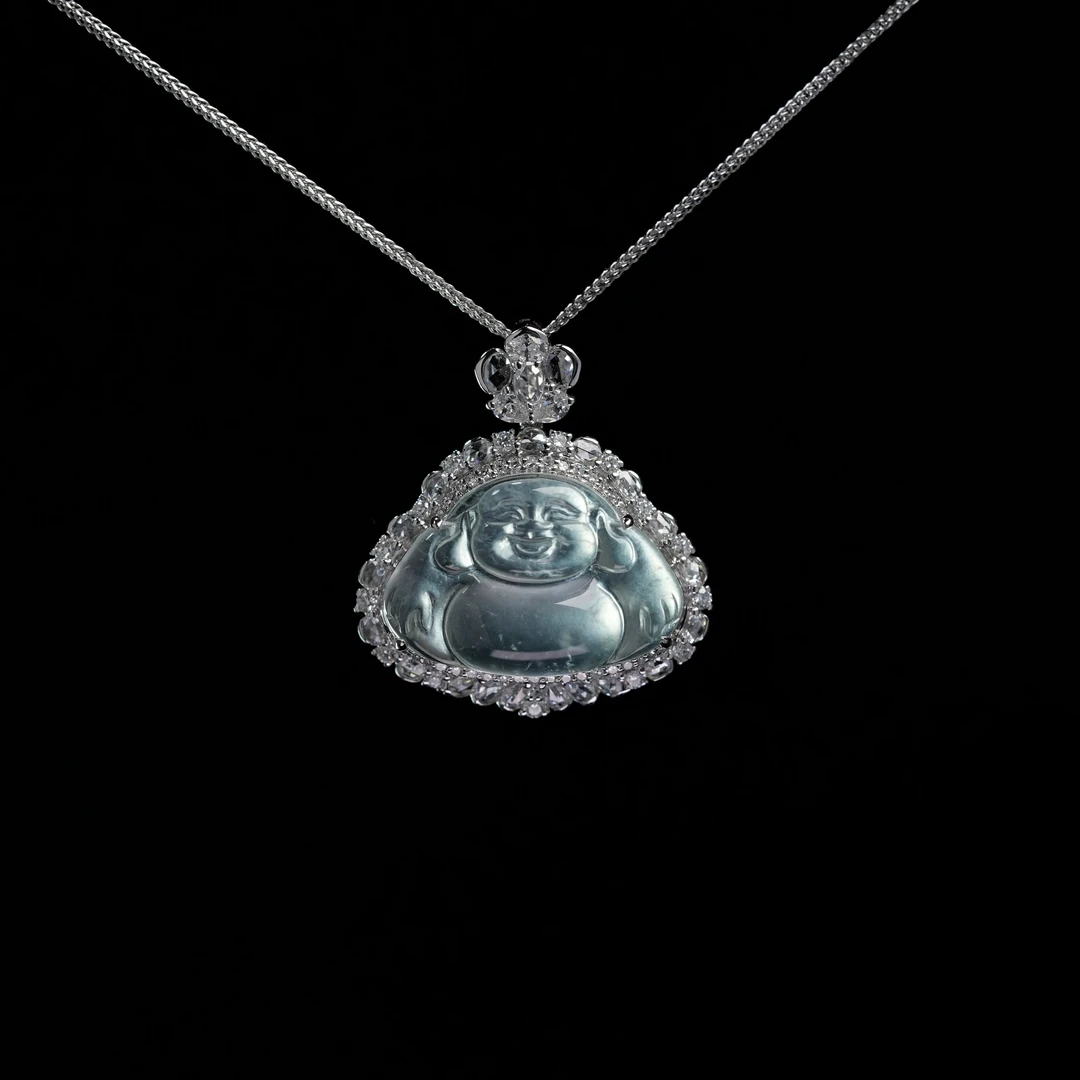 YQR042 翡翠高冰佛公吊坠