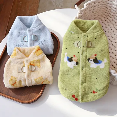 秋冬保暖背心可牵引宠物猫咪小型犬衣服用品绒衣泰迪比熊雪纳瑞