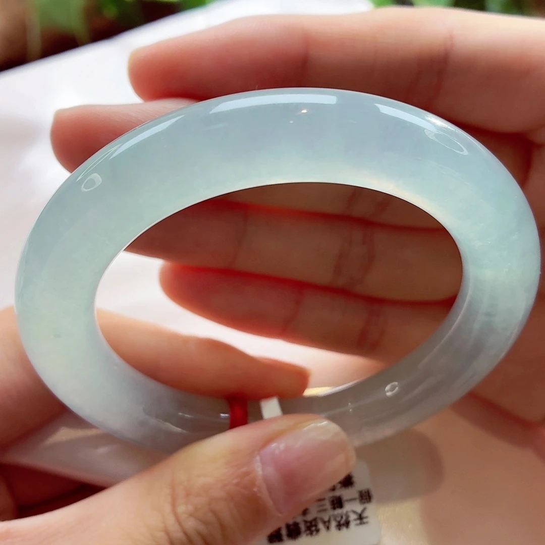 翡翠未镶嵌手镯白月光半圆条9