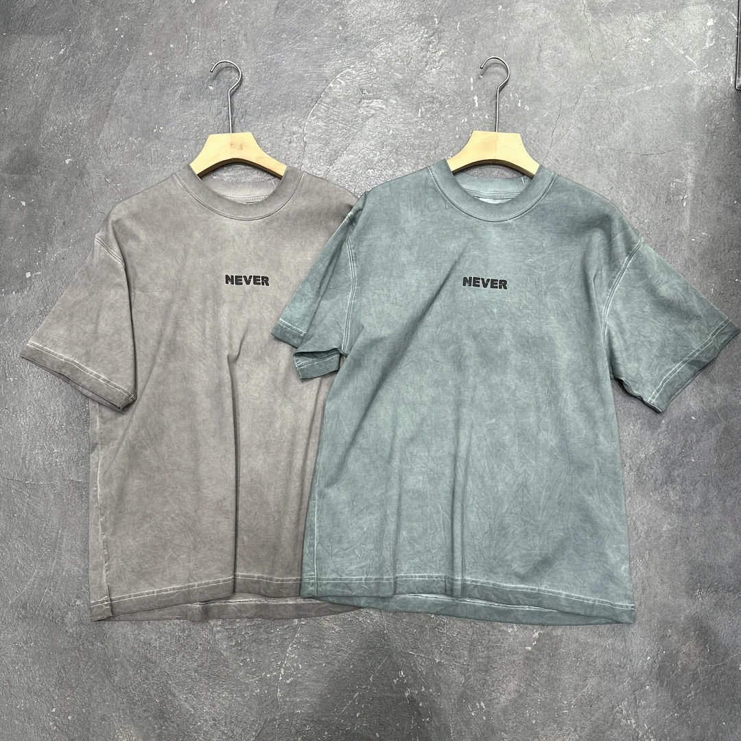 96涂鸦印花宽松重磅320g纯棉针织短袖T恤时尚潮流百搭休闲上衣