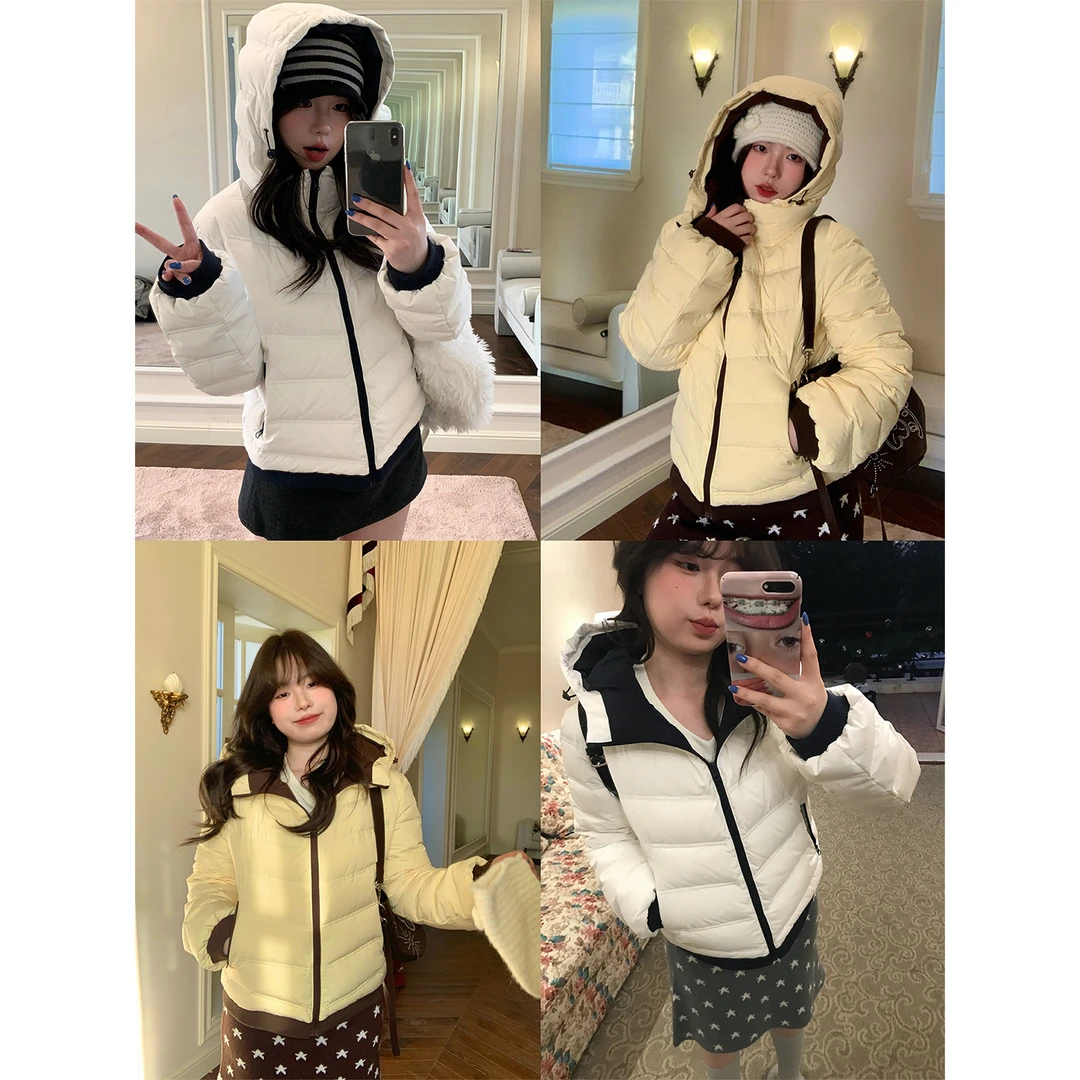 Vegetable Orbs泡芙奶包 三星90白鸭绒连帽保暖拼色排骨羽绒服冬